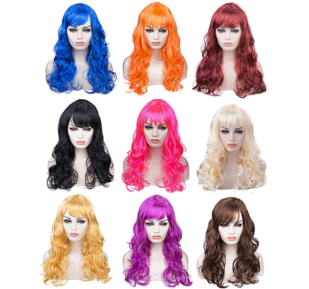 Long Big Wavy Wig Hair Cosplay Party Costume- Coffee 20inch