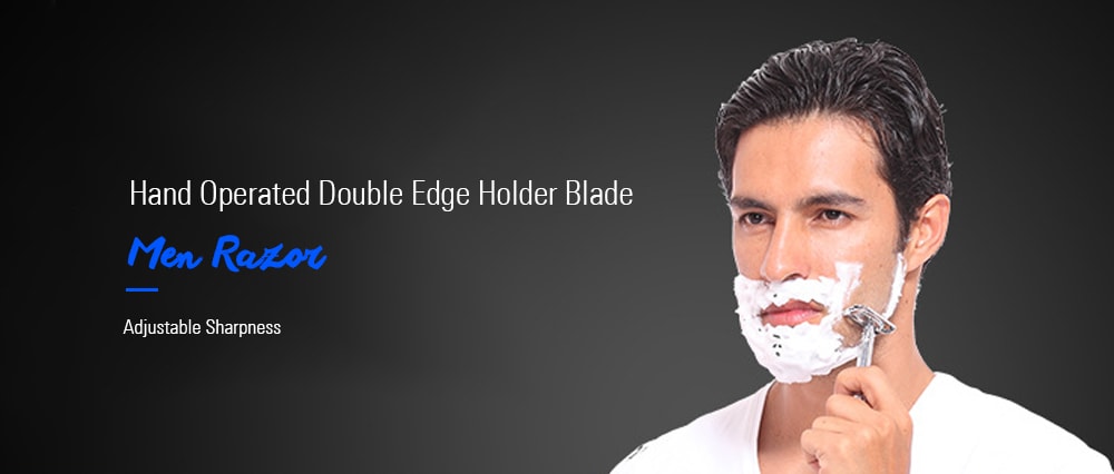 Adjustable Sharpness Hand Operated Double Edge Holder Blade Men Razor- Silver