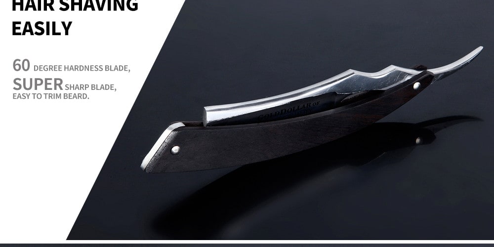 Gold Dollar High Carbon Steel Folding Safety Straight Barber Razor- Black 1pc
