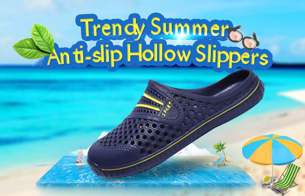 Trendy Summer Anti-slip Hollow Slippers for Men- White 43