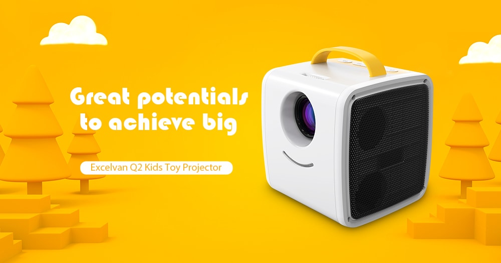 Excelvan Q2 Children's Toy Projector- Yellow UK Plug