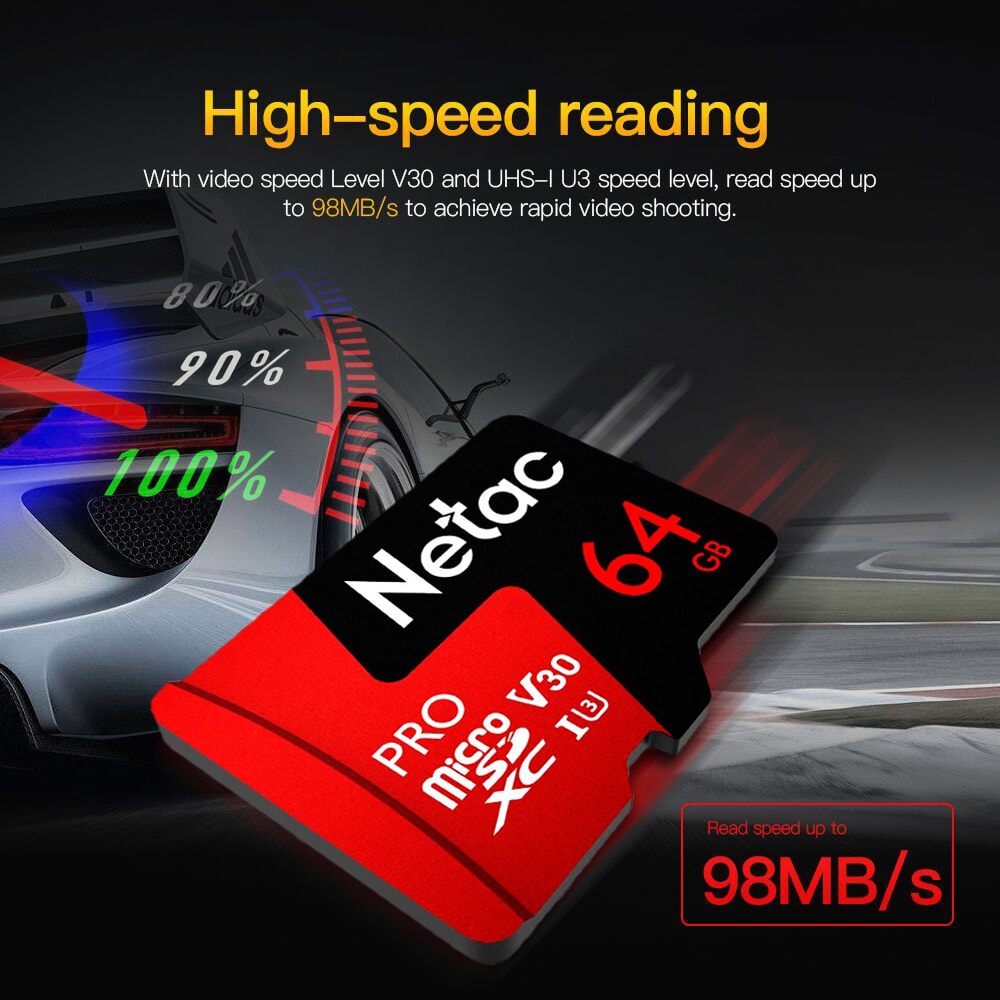 Netac P500 PRO TF Card 98MB/s 30MB/s 64GB- Ferrari Red 64G