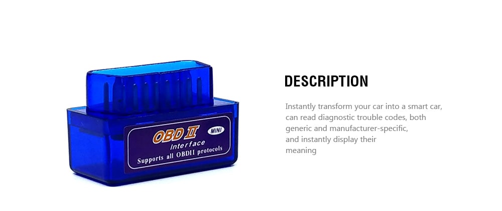 C01 Bluetooth OBD2 OBDII Car Diagnostic Scanner Scan Tool Code Reader- Cobalt Blue