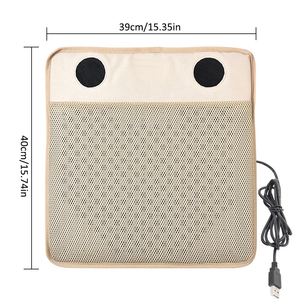 12V Automotive Universal Cooling Car Seat Cushion Ventilate Breathable Air Flow with Holes for Hot Summer- Beige