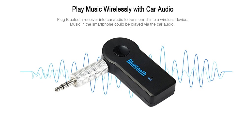 Car Bluetooth Receiver 3.5 mm Aux Audio Bluetooth Adaptor- Black