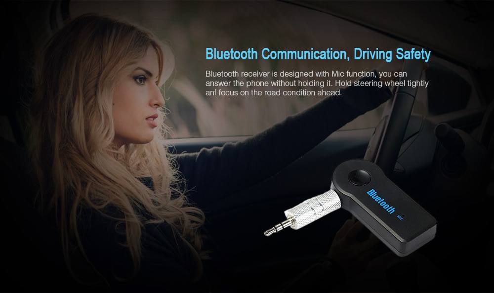 Car Bluetooth Receiver 3.5 mm Aux Audio Bluetooth Adaptor- Black