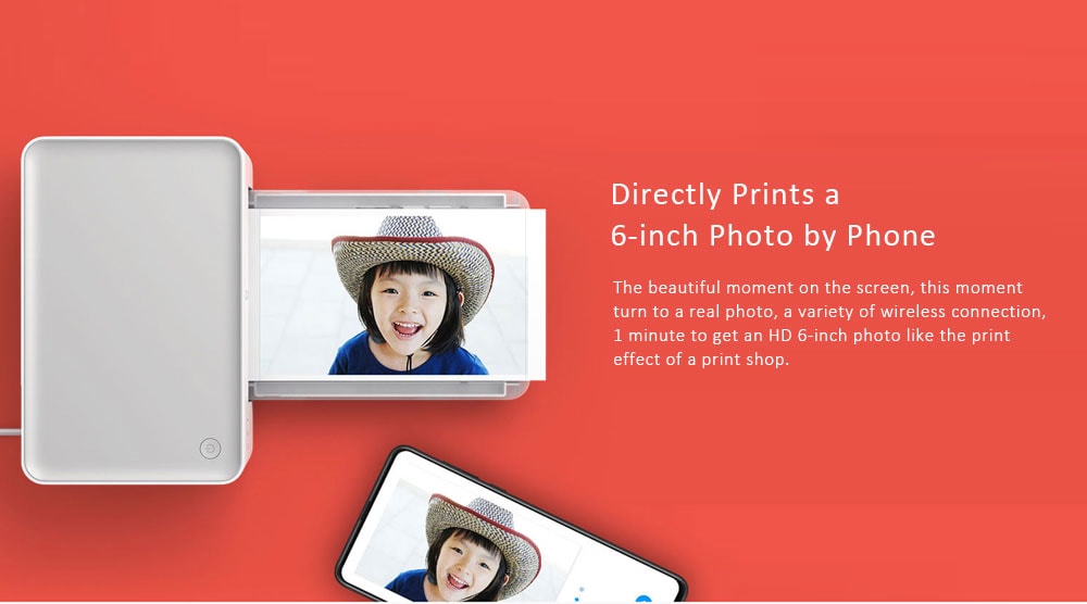 Mijia 6 inch Desktop Color Photo Printer ( Resolution 300 × 300dpi )- White