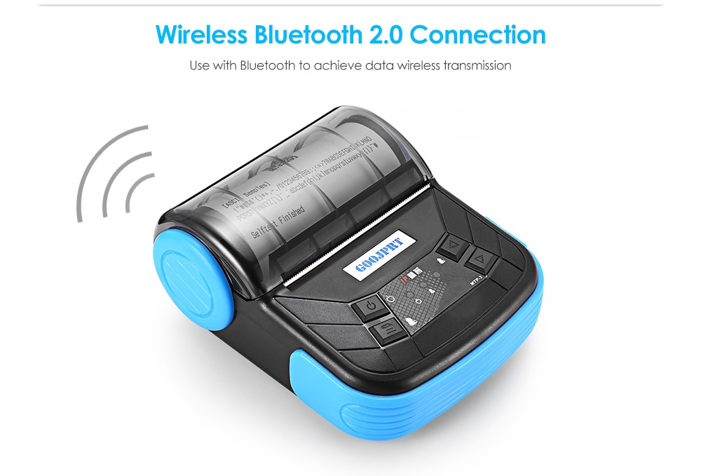 GOOJPRT MTP - 3 Portable 80mm Bluetooth 2.0 Android Thermal POS Printer- Blue EU Plug