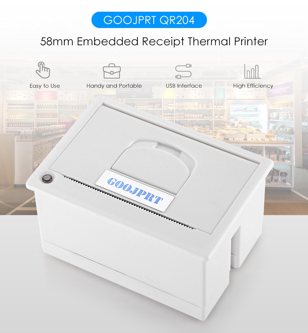 GOOJPRT QR204 58mm Super Mini Embedded Receipt Thermal Printer- White