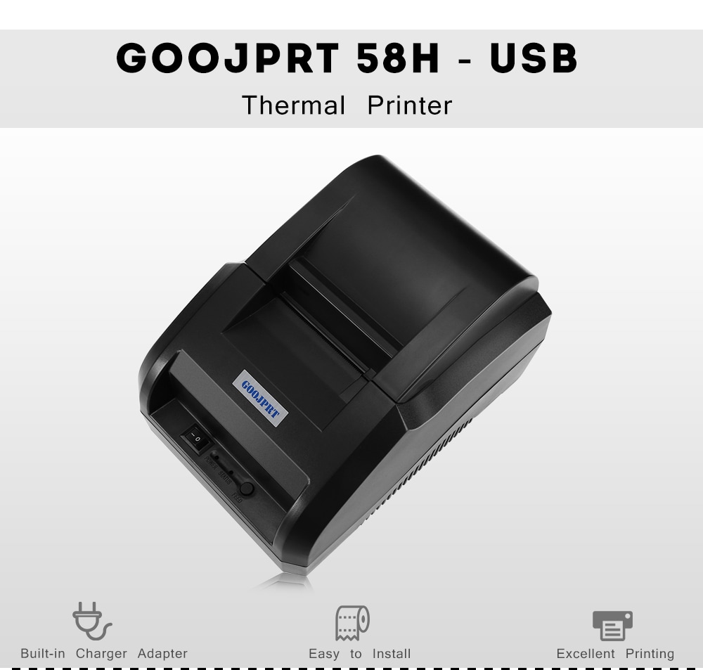  GOOJPRT 58H - USB 58MM Thermal Printer Receipt Printing Machine - Black CN PLUG
