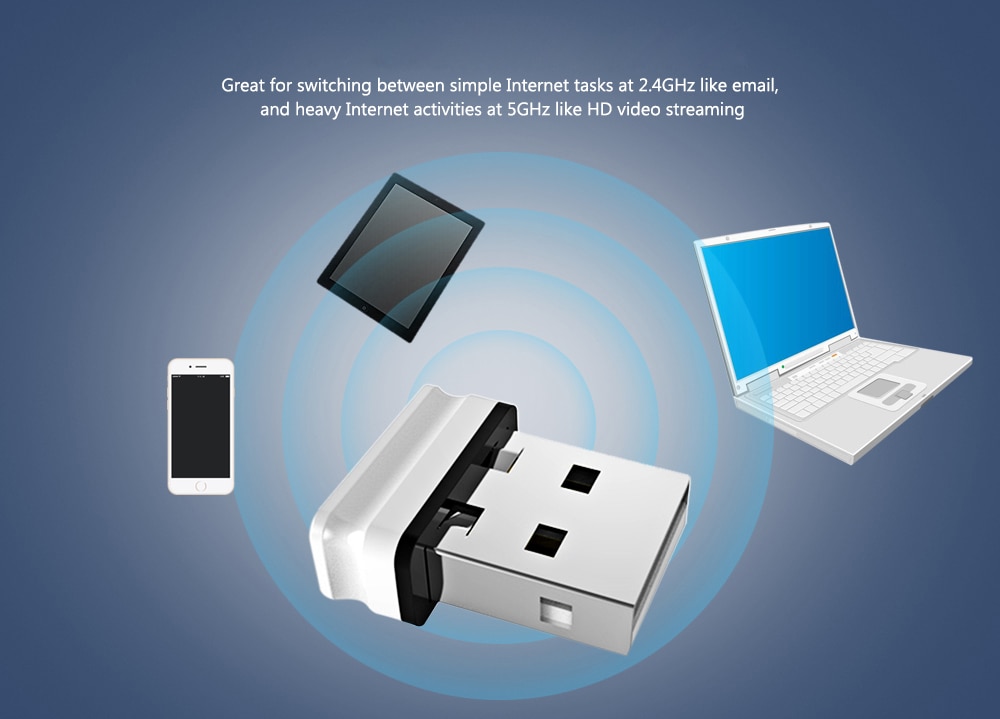 Comfast WU810N 150Mbps USB Wireless WiFi Network Card Adapter- White