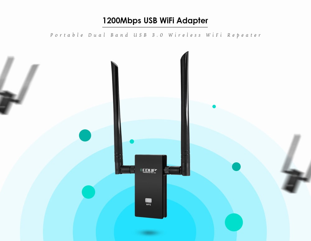 EDUP 1200Mbps Dual Band Wireless USB WiFi Adapter- Black