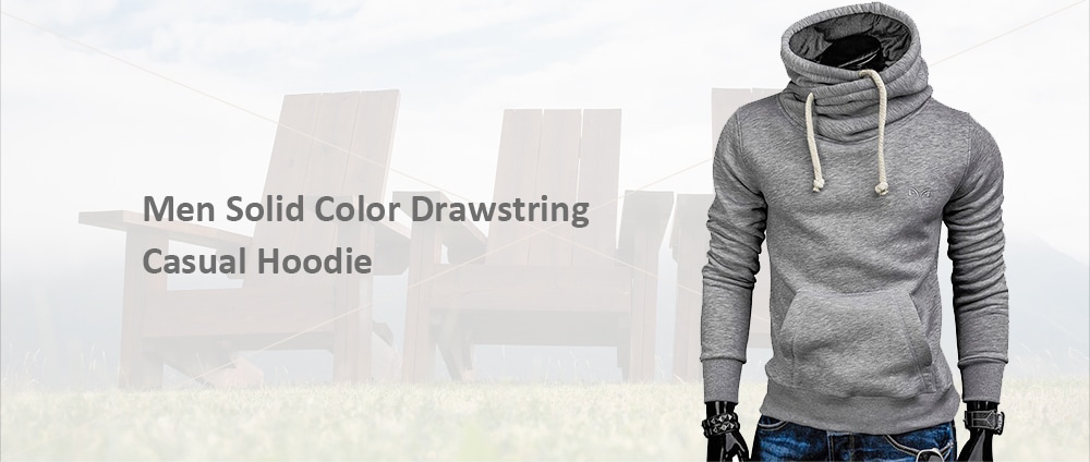 Whole Colored Drawstring Casual Hoodie- Carbon Gray L