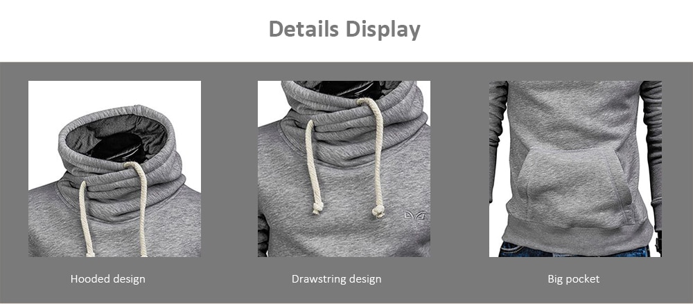 Whole Colored Drawstring Casual Hoodie- Carbon Gray L