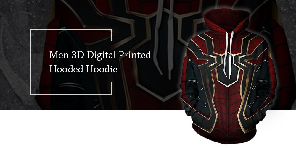 Youth Loose Digital Print Pullover Hoodie- Red 2XL