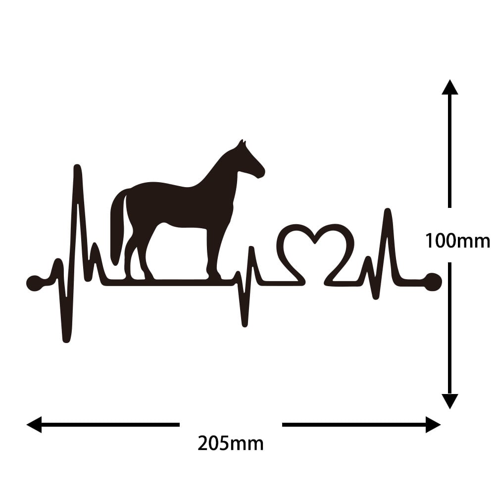 Creative pony love electrocardiogram Car Decoration Sticker Removable Decoration- Black 10*20.5cm