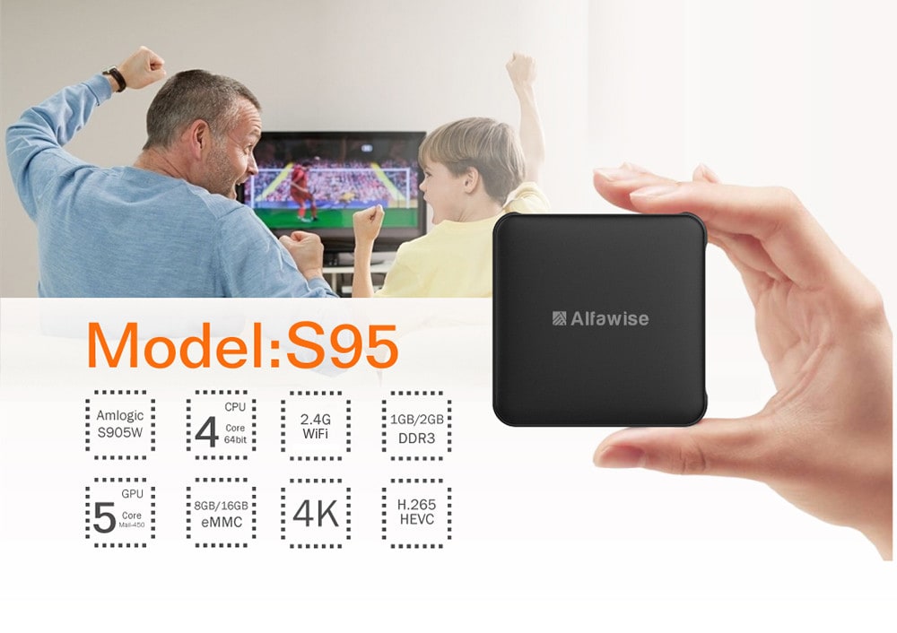 Alfawise S95 TV Box - EU PLUG 2GB RAM + 16GB ROM- EU Plug 1GB RAM + 8GB ROM