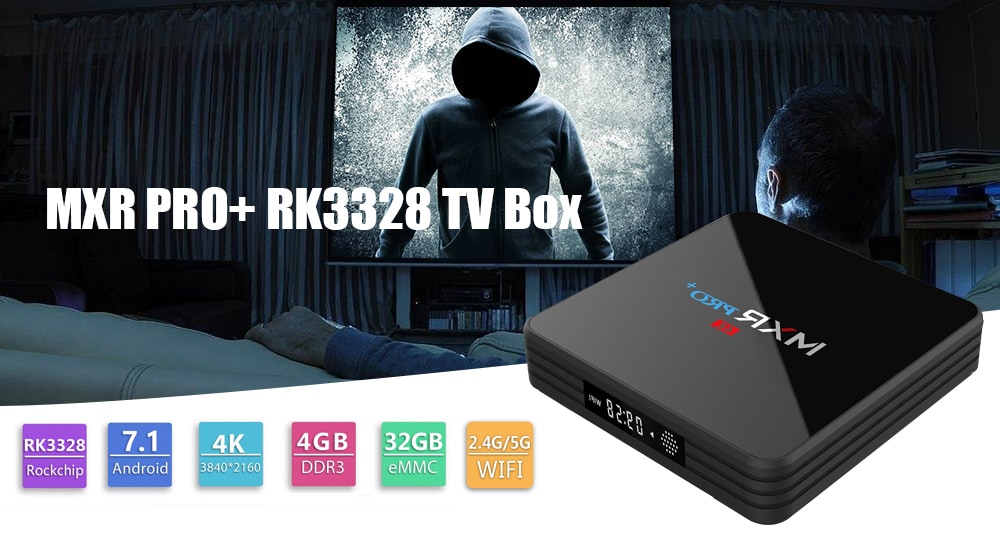 MXR Pro + TV Box 4GB RAM + 32GB ROM RK3328 / 2.4G + 5G WiFi / USB3.0 / BT4.0 / 100Mbps / 4K VP9- Black US Plug