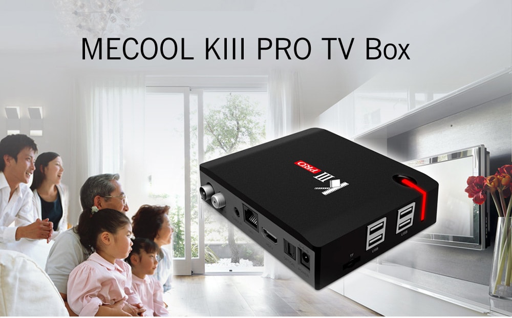 MECOOL KIII PRO TV Box Amlogic S912 Octa Core Android 7.1 OS Media Player- Black US Plug