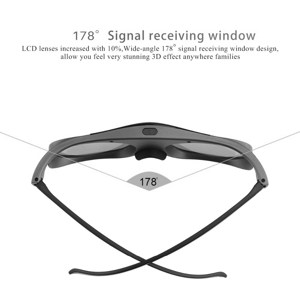 Active Shutter Rechargeable 3D DLP Glasses Support 144Hz for XGIMI Z3 / Z4 / Z6 / H1 / H2 JMGO G1 / P2 BenQ Acer DLP - LINK Projector 2PCS- Black