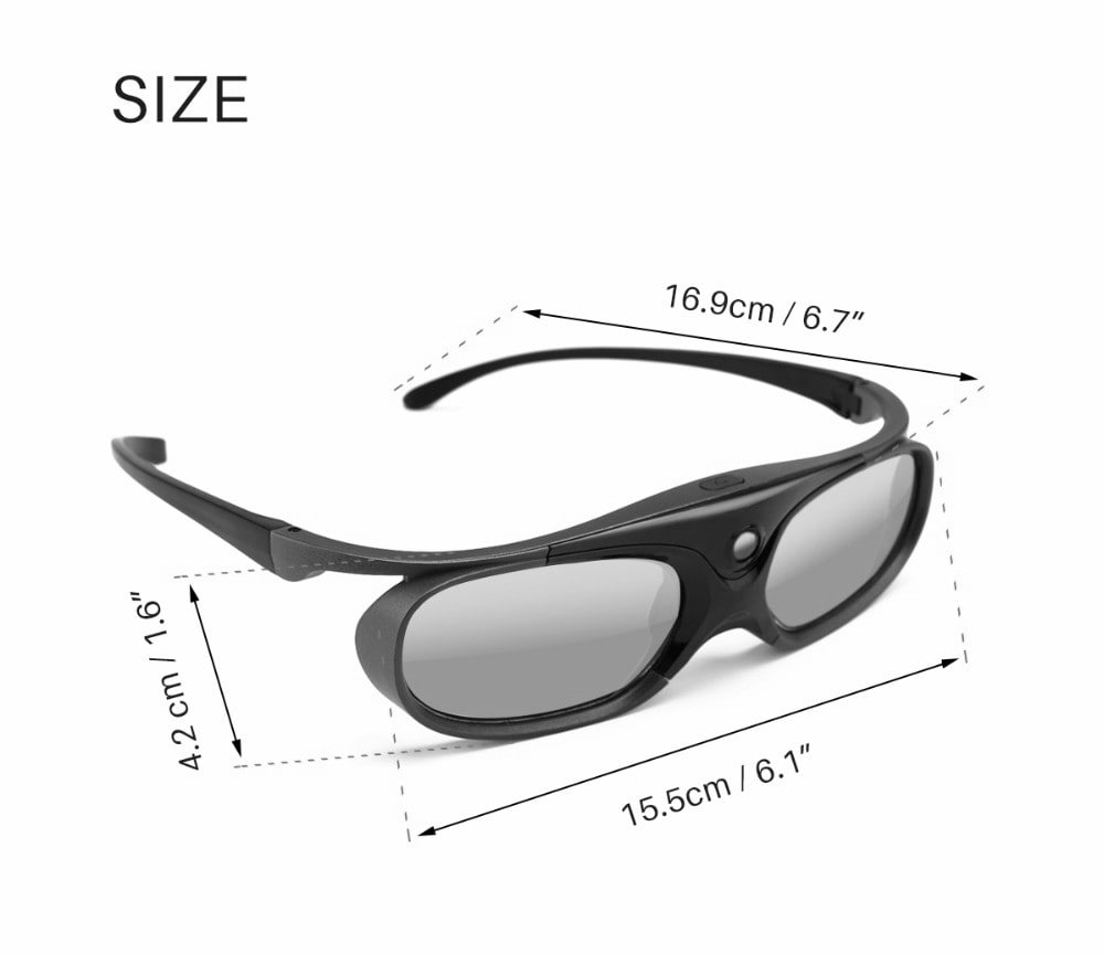 Active Shutter Rechargeable 3D DLP Glasses Support 144Hz for XGIMI Z3 / Z4 / Z6 / H1 / H2 JMGO G1 / P2 BenQ Acer DLP - LINK Projector 2PCS- Black