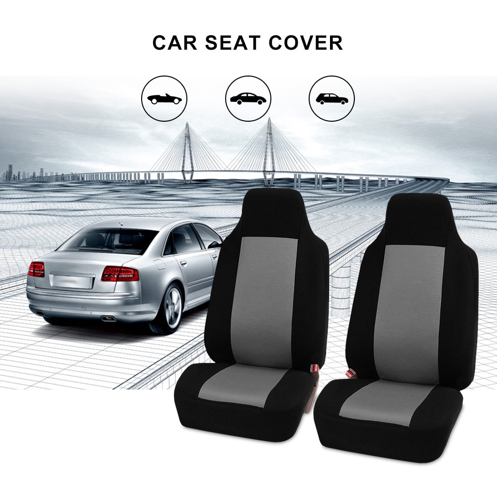 Pair of Car Seat Covers Front Four Seasons for Truck SUV Van- Gray