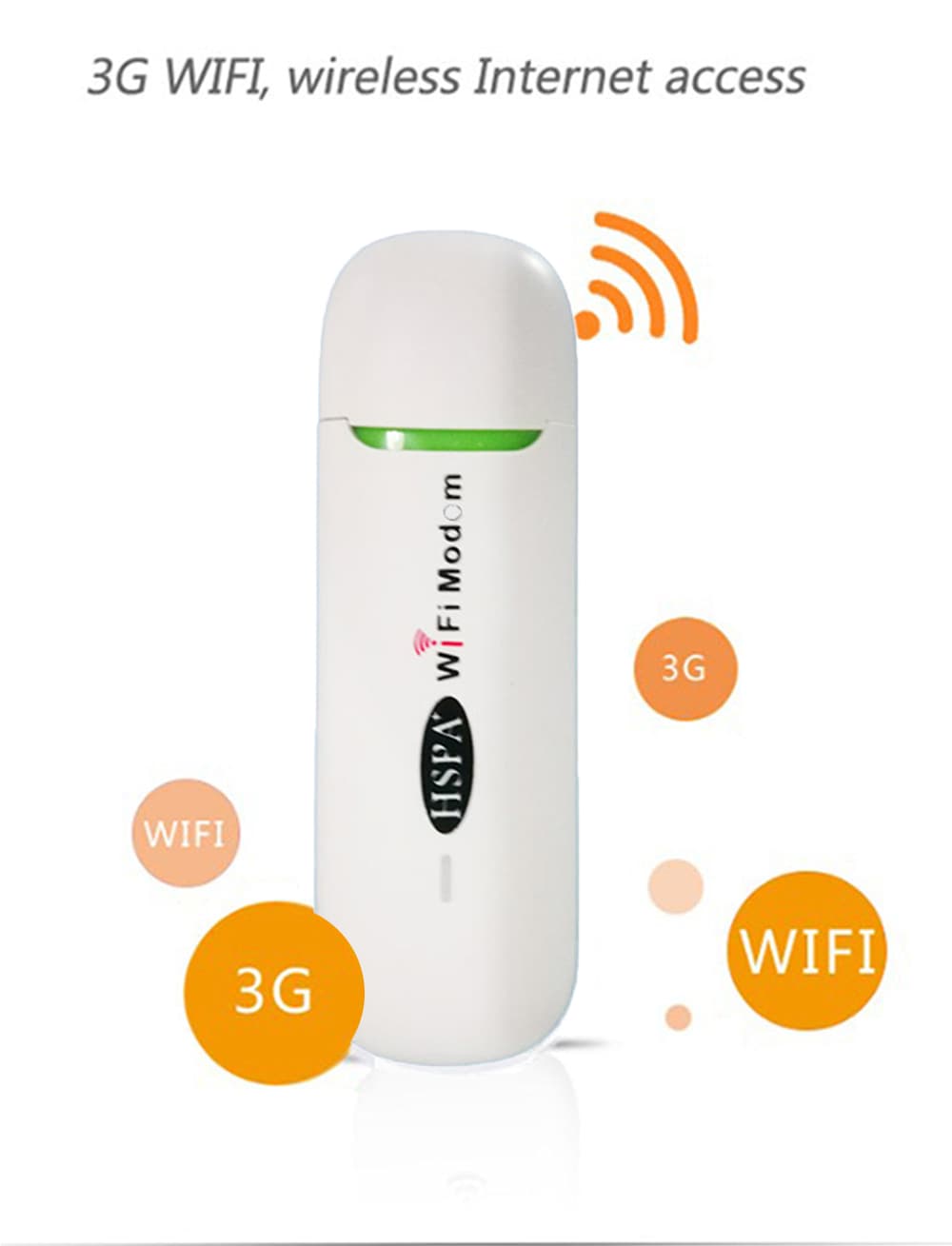 USB 3G WiFi Hotspot Wireless WCDMA Modems With SIM Card Slot- White