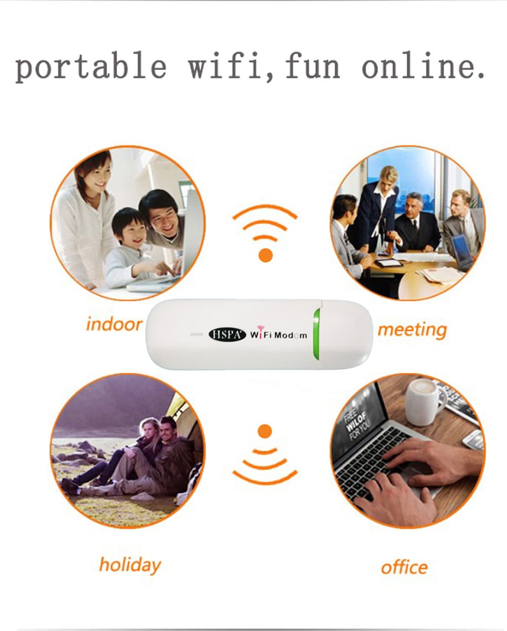 USB 3G WiFi Hotspot Wireless WCDMA Modems With SIM Card Slot- White