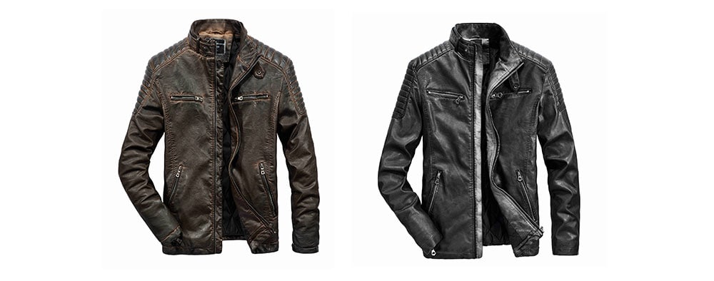 Retro Men's Leather Jacket  - Black S