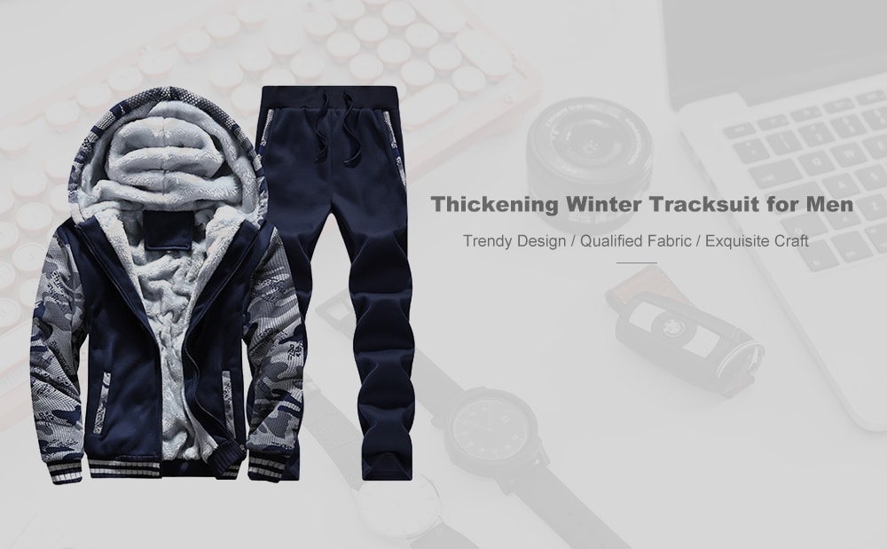 Thickening Winter Tracksuit for Men- Light Gray XL