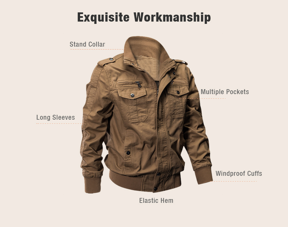 QIQICHEN US Size Autumn Cotton Casual Men's Jacket- Black XL
