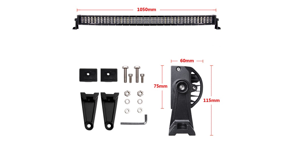 DY58BC - 480W 42 inch Four Row LED Spot Work Strip Light for Hummer- Black