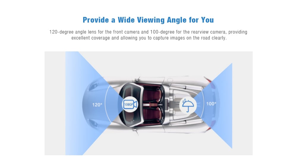 1080P HD Dash Cam Rear View Mirror Car Video Recorder 1PC- Black