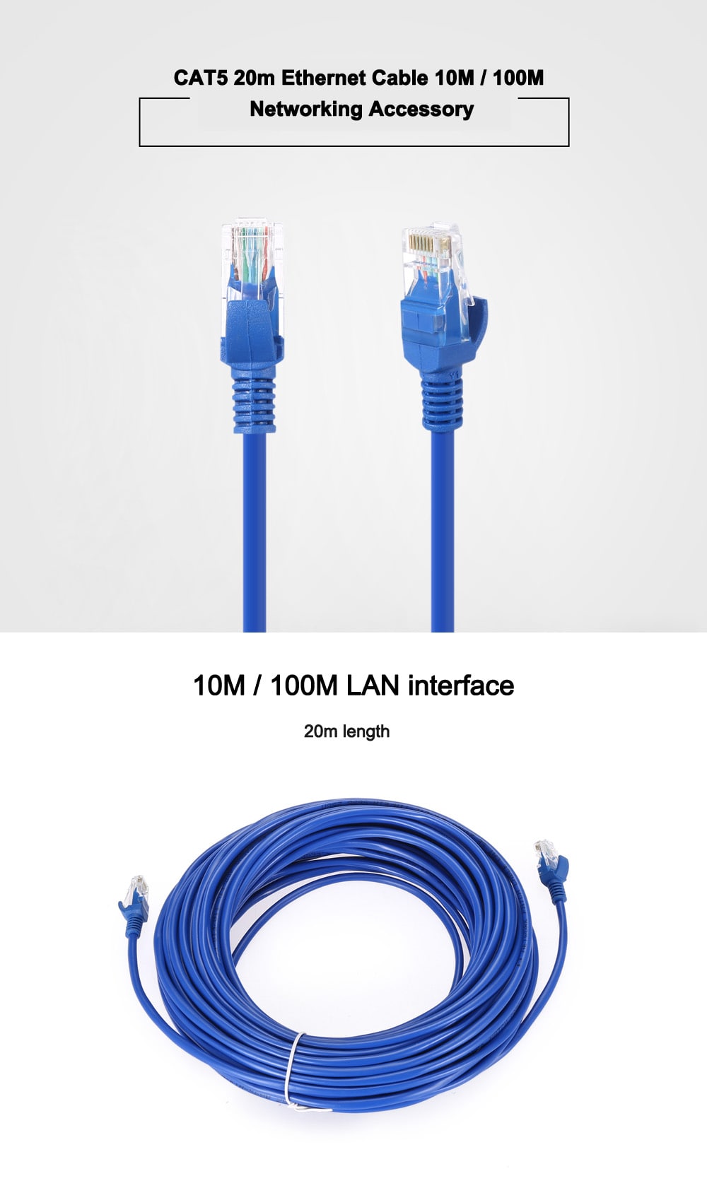 CAT5 20m Category 10M / 100M Ethernet Cable- Blue