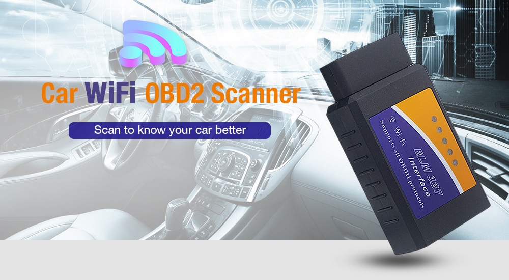 ELM327 WiFi OBD2 Car Diagnostic Instrument / Detector Supports Android- Natural Black