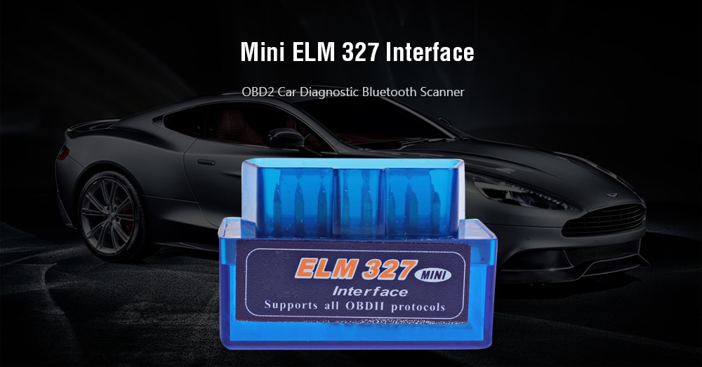 Mini ELM 327 Bluetooth OBD2 V2.1 Car Diagnostic Interface Scanner Tool- Blue