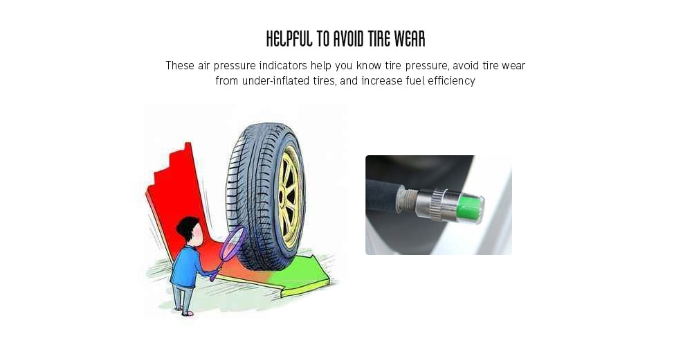 Car Tire Pressure Monitor Valve Stem Cap High-precision Warning Alert Indicator 4pcs- Silver