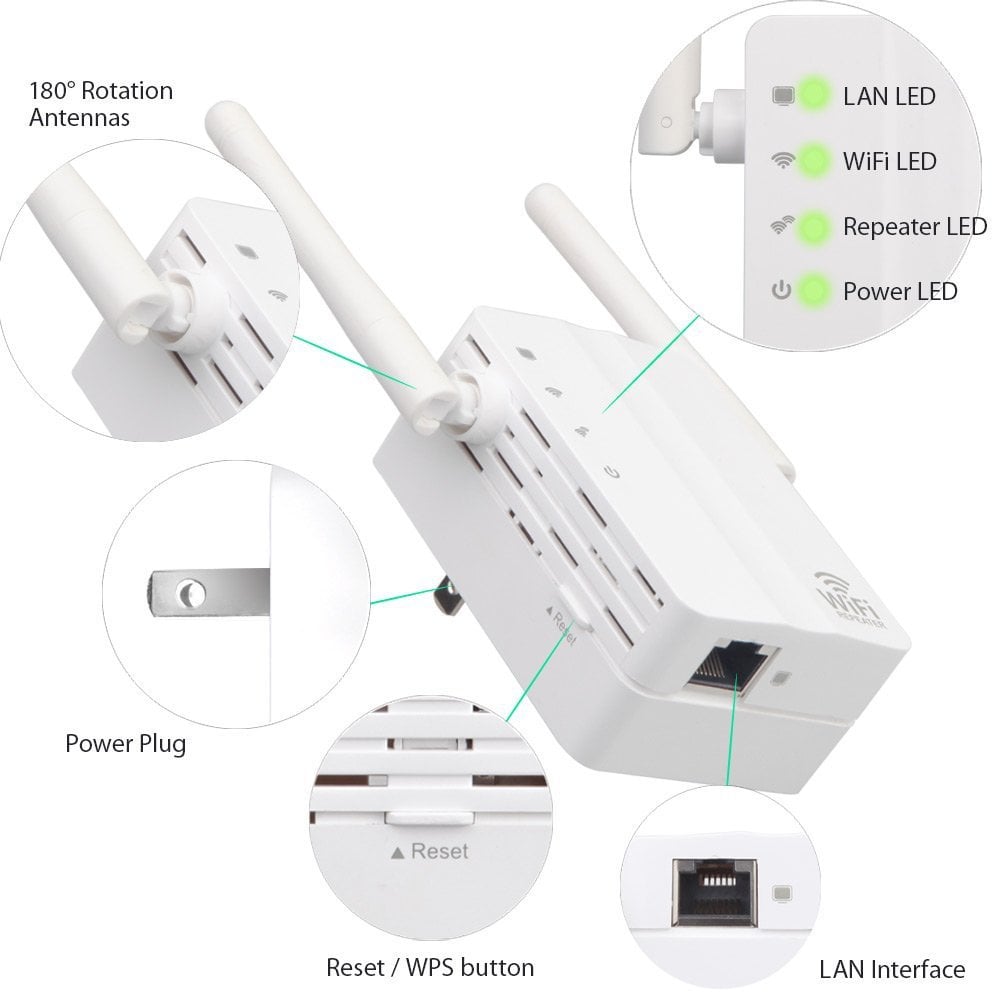 300Mbps Wifi Repeater Wireless-N Range Extender Signal Booster Network Router- whiteM