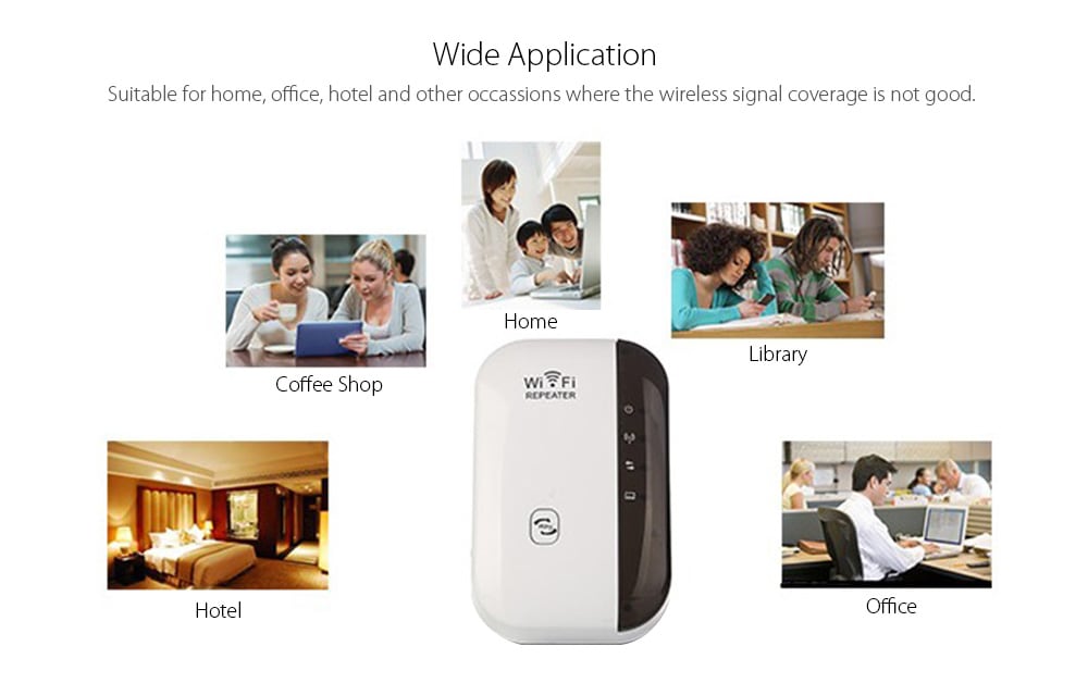 Wireless Network Repeater WiFi Signal Amplifier Router Expander 300M Enhanced Transmission - White