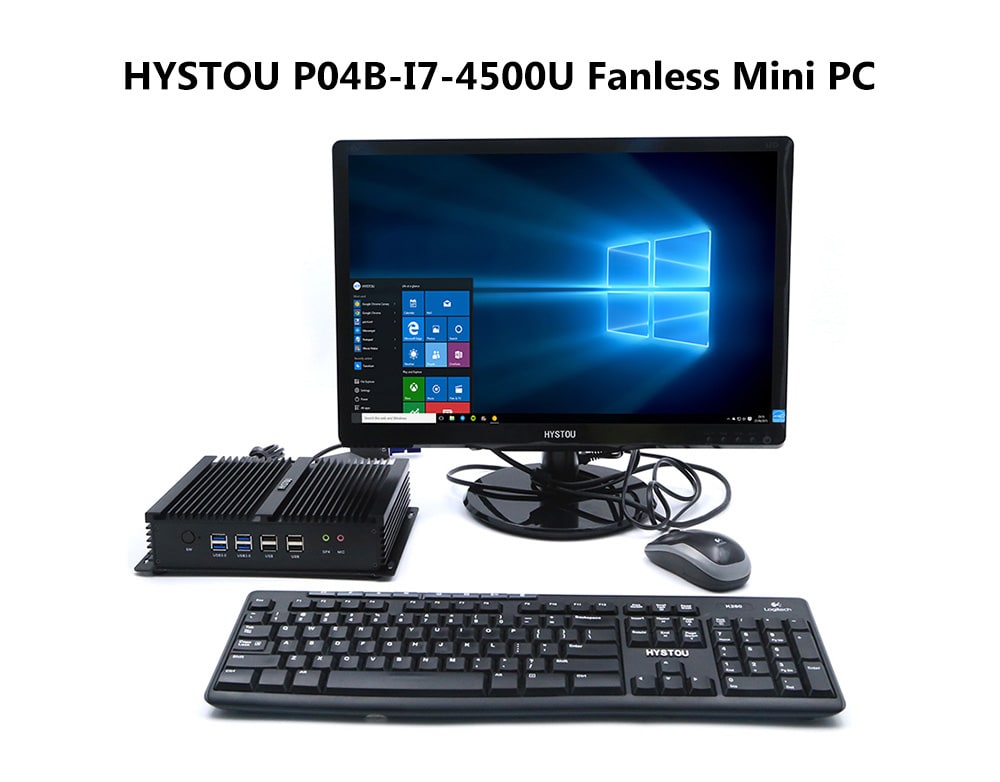 HYSTOU P04B - I7 - 4500U Fanless Mini PC Intel Core i7 4500U Intel HD Graphics 4400 / Expandable 2.5 inch HDD / 2.4G + 5G WiFi / 1000Mbps / 4 x USB3.0 / BT4.0- Black Barebone