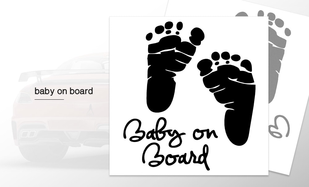 Lovely Footprint Sticker Baby on Board Car  Decal for Automobile Decoration - Black