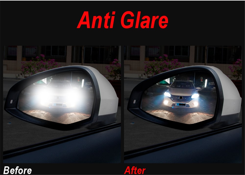 2Pcs Car Anti Fog Rainproof Rear View Mirror Window Protective Film  Nano Coating- Transparent