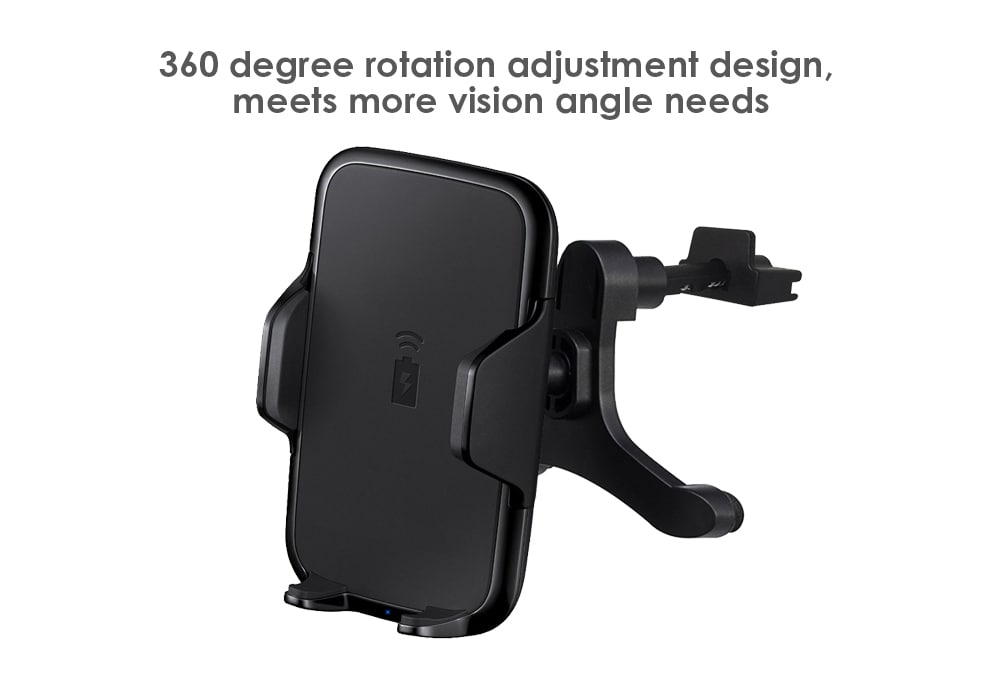 Wireless Charger Vehicle Phone Stand Charging Dock Air Vent Holder- Black