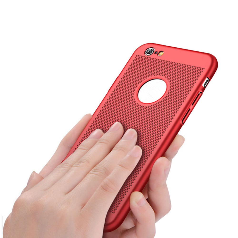 Ultra-thin Heat Dissipation Ventilation Mesh Grid Hard PC Cover Case for Iphone 8/7- Red