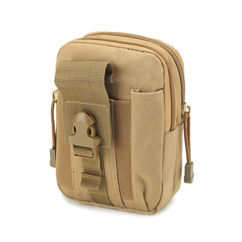 Waist Bag Molle Tactical Pack Bag Waterproof Travel Belt Clip Phone Pouch Case- Dark Khaki