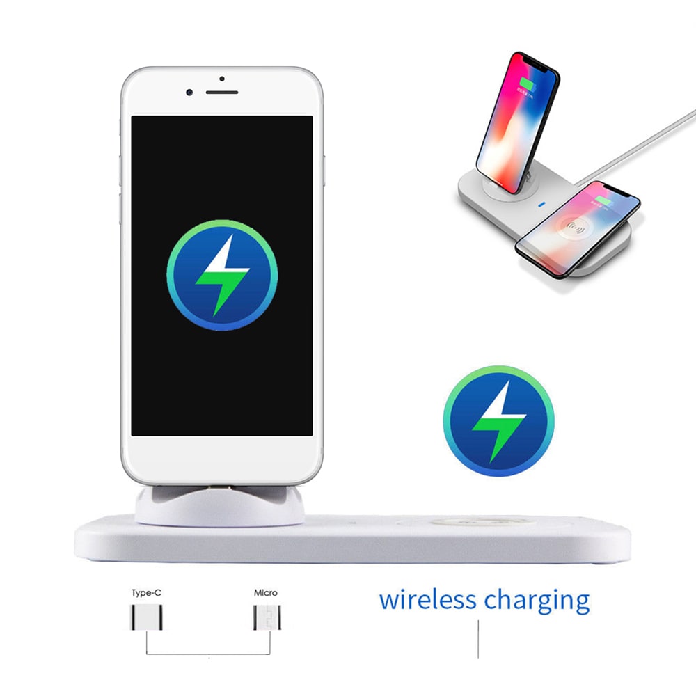 Wireless Charger Station Phone Charging Dock Pad Holder USB Type-C- White