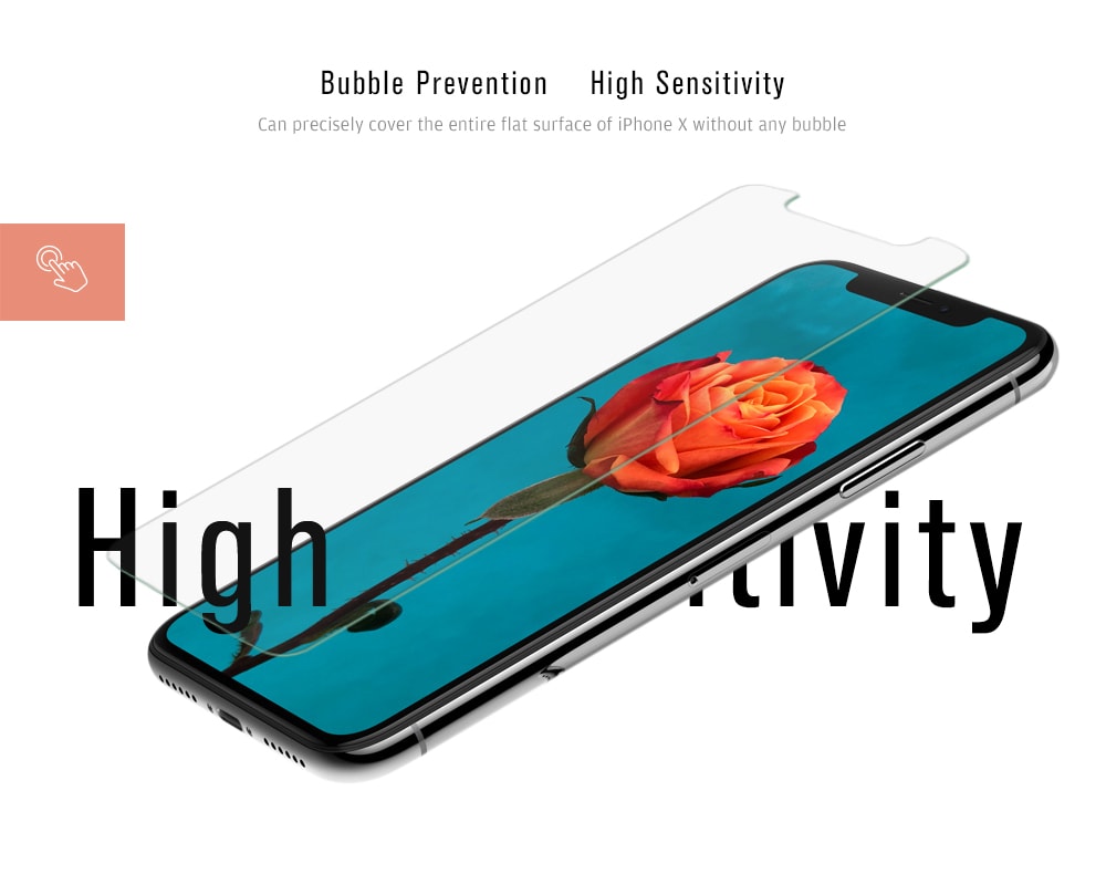 TOCHIC 9H Hardness Tempered Glass Screen Film for iPhone X- Transparent